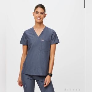 Figs Zamora pants and Catarina top- heather denim XS